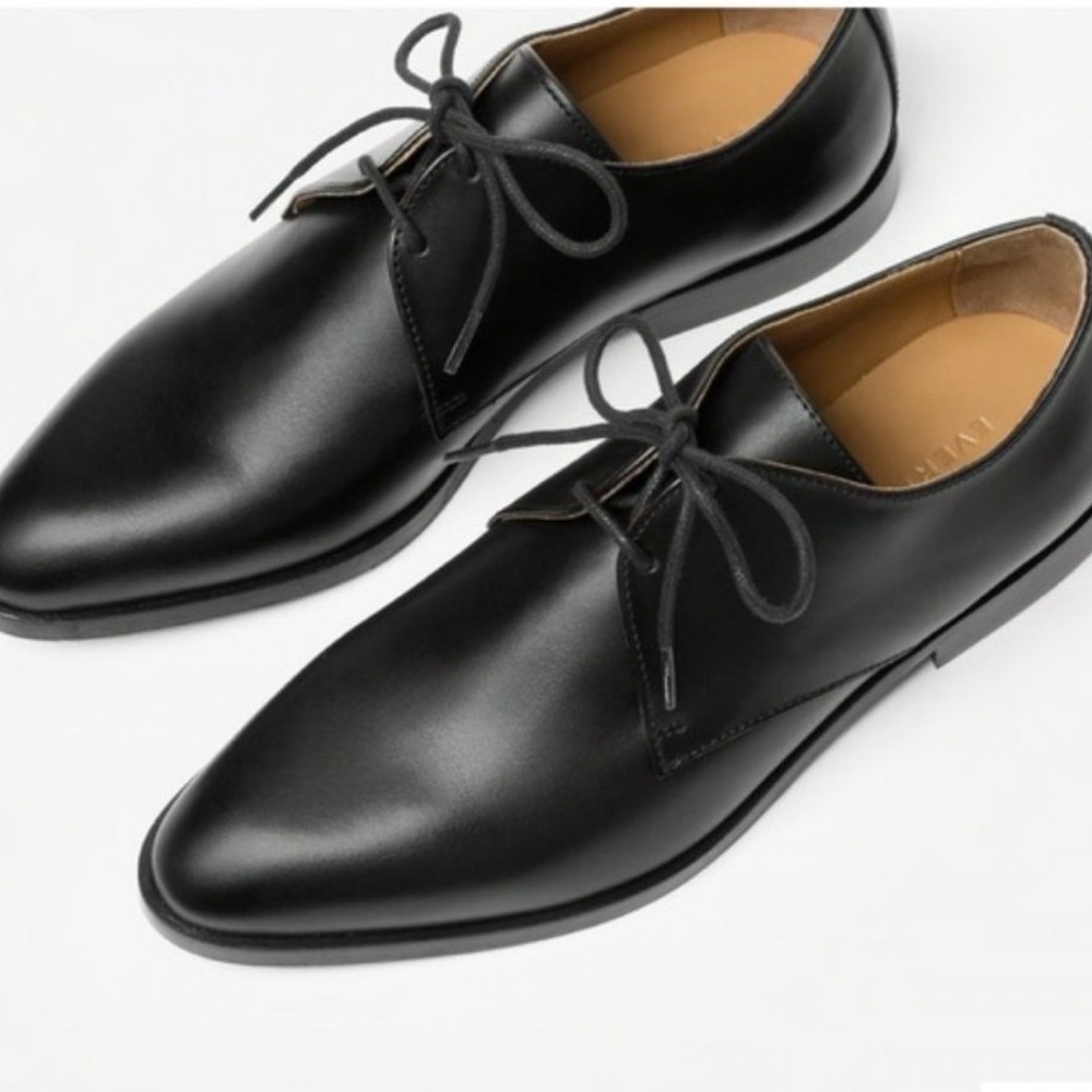 ๐ค Everlane Black Leather Oxford Shoes โ Size 8.5 (Made in Italy) Women's - Picture 8 of 8